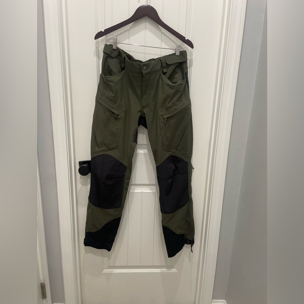 Haglofs Men's Olive Green Utility Pants with Black Reinforced Knees